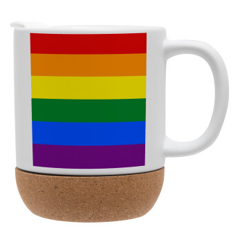 Rainbow flag (LGBT) , Ceramic coffee mug Cork (MAT), 330ml (1pcs)