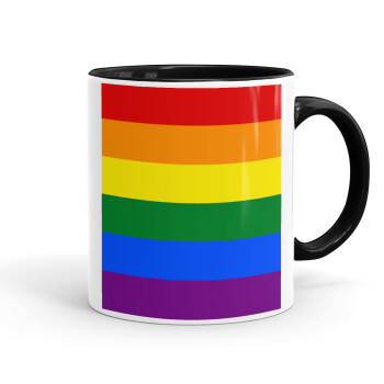 Rainbow flag (LGBT) , Mug colored black, ceramic, 330ml