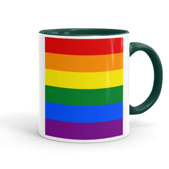 Rainbow flag (LGBT) , Mug colored green, ceramic, 330ml