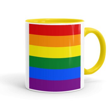 Rainbow flag (LGBT) , Mug colored yellow, ceramic, 330ml