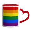 Mug heart red handle, ceramic, 330ml