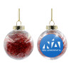 Transparent Christmas tree ball ornament with red filling 8cm