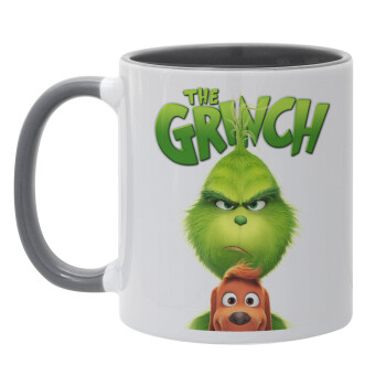 mr grinch, Κούπα χρωματιστή γκρι, κεραμική, 330ml