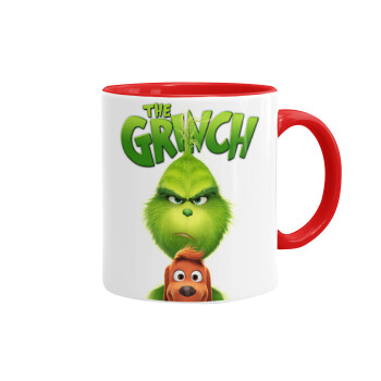 mr grinch, Κούπα χρωματιστή κόκκινη, κεραμική, 330ml