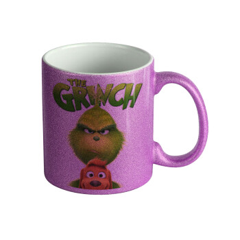 mr grinch, Κούπα Μωβ Glitter που γυαλίζει, κεραμική, 330ml