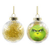 Transparent Christmas tree ball ornament with gold filling 8cm