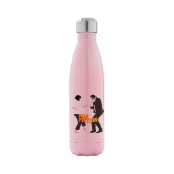 Pulp Fiction dancing, Metal mug thermos Pink Iridiscent (Stainless steel), double wall, 500ml