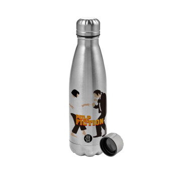 Pulp Fiction dancing, Metallic water bottle, stainless steel, 750ml