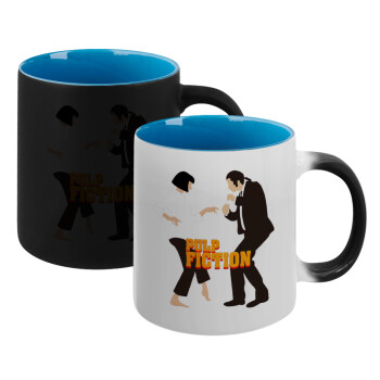 Pulp Fiction dancing, Κούπα Μαγική εσωτερικό μπλε, κεραμική 330ml που αλλάζει χρώμα με το ζεστό ρόφημα (1 τεμάχιο)