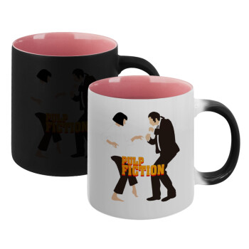 Pulp Fiction dancing, Κούπα Μαγική εσωτερικό ΡΟΖ, κεραμική 330ml που αλλάζει χρώμα με το ζεστό ρόφημα