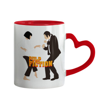 Pulp Fiction dancing, Mug heart red handle, ceramic, 330ml