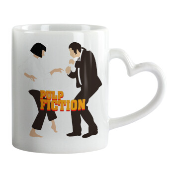 Pulp Fiction dancing, Κούπα καρδιά χερούλι λευκή, κεραμική, 330ml