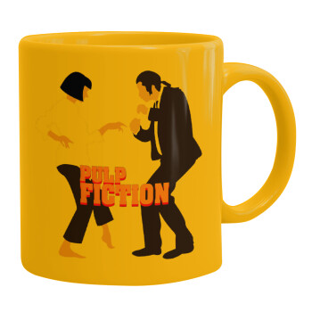 Pulp Fiction dancing, Ceramic coffee mug yellow, 330ml