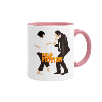 Pulp Fiction dancing, Κούπα χρωματιστή ροζ, κεραμική, 330ml