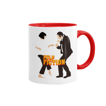 Pulp Fiction dancing, Κούπα χρωματιστή κόκκινη, κεραμική, 330ml