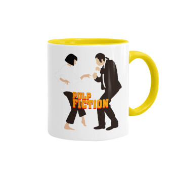 Pulp Fiction dancing, Κούπα χρωματιστή κίτρινη, κεραμική, 330ml