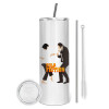 Eco friendly stainless steel tumbler 600ml, with metal straw & cleaning brush