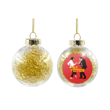 Pulp Fiction dancing, Transparent Christmas tree ball ornament with gold filling 8cm