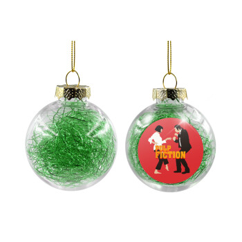 Pulp Fiction dancing, Transparent Christmas tree ball ornament with green filling 8cm