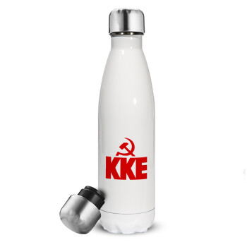 ΚΚΕ, Metal mug thermos White (Stainless steel), double wall, 500ml