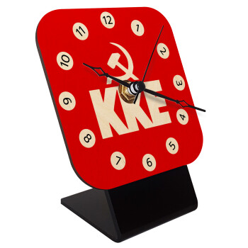 ΚΚΕ, Quartz Table clock in natural wood (10cm)