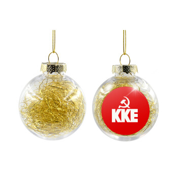 ΚΚΕ, Transparent Christmas tree ball ornament with gold filling 8cm