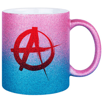 Anarchy, Κούπα Χρυσή/Μπλε Glitter, κεραμική, 330ml