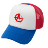 Adult Soft Trucker Hat with Red/Blue/White Mesh (POLYESTER, ADULT, UNISEX, ONE SIZE)