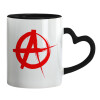 Mug heart black handle, ceramic, 330ml