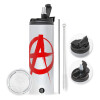 Travel Tumbler θερμό με διπλό καπάκι, μεταλλικό καλαμάκι και βούρτσα καθαρισμού (Ανωξείδωτο 304 Food grade, BPA free, 600ml)