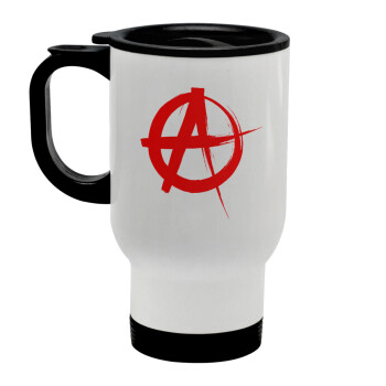 Anarchy, Stainless steel travel mug with lid, double wall white 450ml