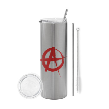 Anarchy, Tumbler stainless steel Silver 600ml, with metal straw & cleaning brush