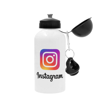 Instagram, Μεταλλικό παγούρι νερού, Λευκό, αλουμινίου 500ml
