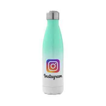 Instagram, Metal mug thermos Green/White (Stainless steel), double wall, 500ml