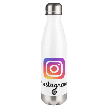 Instagram, Metal mug thermos White (Stainless steel), double wall, 500ml
