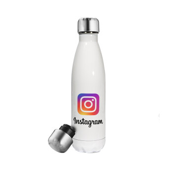 Instagram, Metal mug thermos White (Stainless steel), double wall, 500ml
