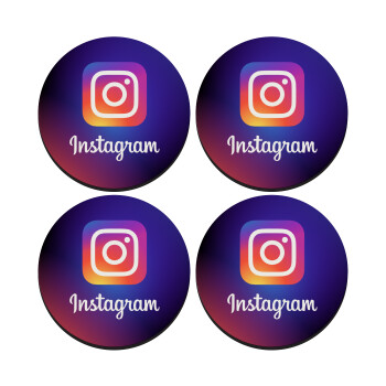 Instagram, SET of 4 round wooden coasters (9cm)