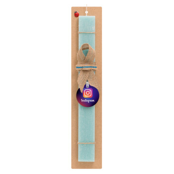 Instagram, Easter Set, wooden keychain & aromatic flat Easter candle (30cm) (TURQUOISE)