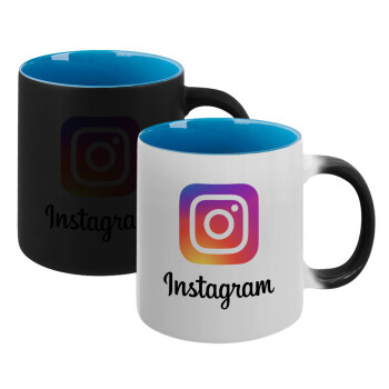 Instagram, Κούπα Μαγική εσωτερικό μπλε, κεραμική 330ml που αλλάζει χρώμα με το ζεστό ρόφημα (1 τεμάχιο)
