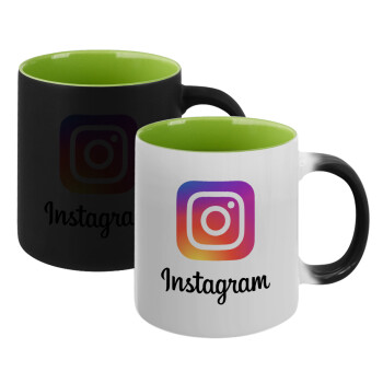 Instagram, Κούπα Μαγική εσωτερικό πράσινο, κεραμική 330ml που αλλάζει χρώμα με το ζεστό ρόφημα (1 τεμάχιο)