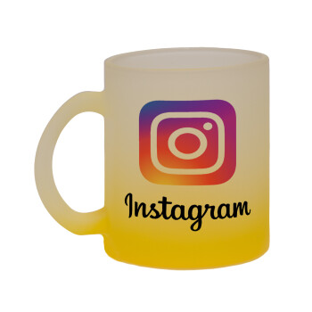 Instagram, Κούπα γυάλινη δίχρωμη με βάση το κίτρινο ματ, 330ml