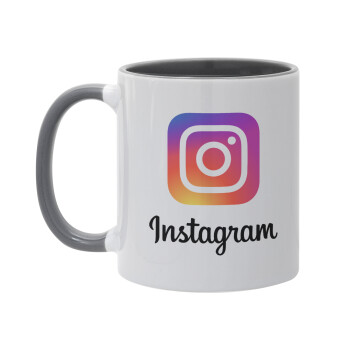 Instagram, Κούπα χρωματιστή γκρι, κεραμική, 330ml