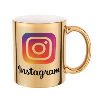 Instagram, Mug ceramic, gold mirror, 330ml