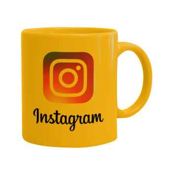 Instagram, Ceramic coffee mug yellow, 330ml