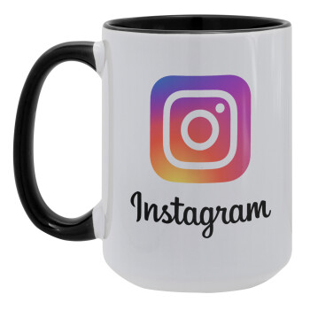 Instagram, Κούπα Mega 15oz, κεραμική Μαύρη, 450ml