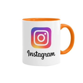 Instagram, Mug colored orange, ceramic, 330ml