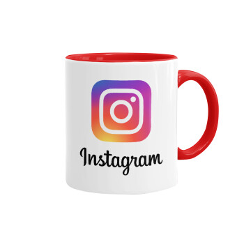 Instagram, Mug colored red, ceramic, 330ml