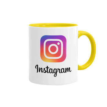 Instagram, Mug colored yellow, ceramic, 330ml