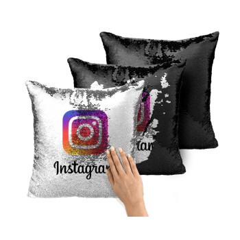 Instagram, Μαξιλάρι καναπέ Μαγικό Μαύρο με πούλιες 40x40cm περιέχεται το γέμισμα