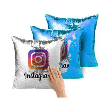 Instagram, Μαξιλάρι καναπέ Μαγικό Μπλε με πούλιες 40x40cm περιέχεται το γέμισμα